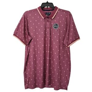 Trunks Surf & Swim Mens Golf Polo UPF 50 XL‎ Burgundy Mini Mosaic Print NWT $68